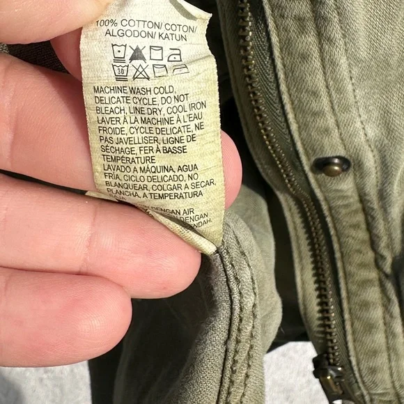 Lucky Brand Green Utility Military Jacket Large Cotton Jacket Cargo Pockets - Picture 7 of 11